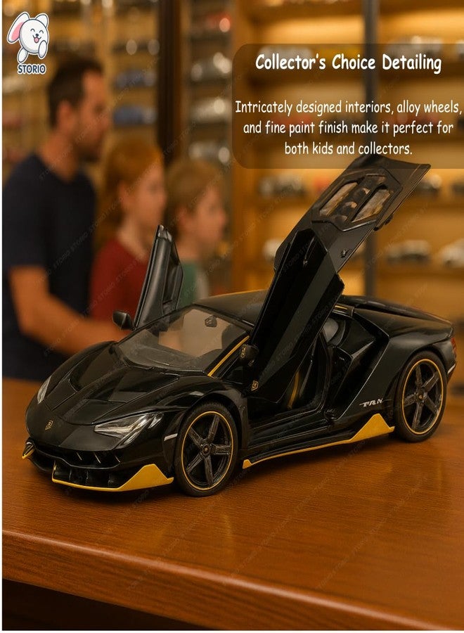 Storio Die-Cast Metal Cars 1:32 Scale | Pull Back Action Toy Vehicles with Openable Doors & Lights | Alloy Model for Kids | Miniature Collectible Cars for Boys & Girls 3+ Years (Lamborghini) - Image 2